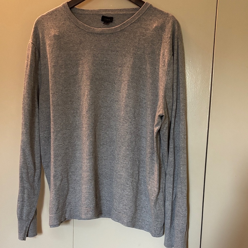 J. Crew Men’s Heather Gray Cotton Crew Neck Sweater Size XL Classic